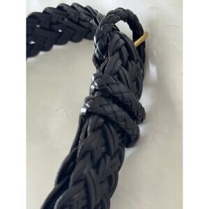 Talbots Genuine Leather Braided Belt Black Size M